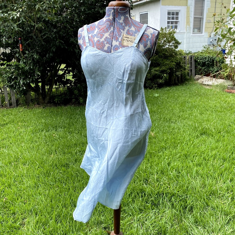 Darling Light Blue Silky Vintage Nightgown
